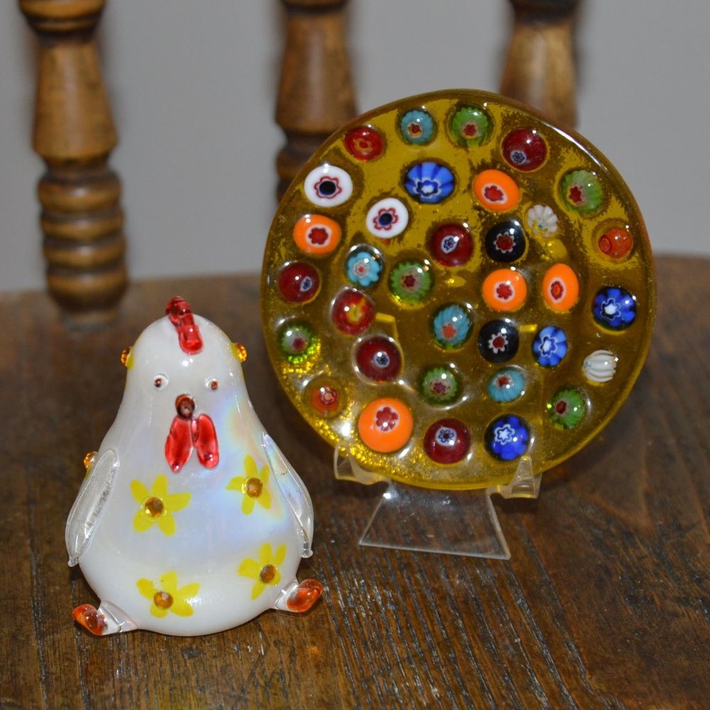 8/$20 Chubby Little Chicken Blown Glass (set of 2)